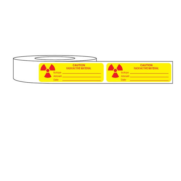 Labal, Caution Radioactive Material Isotope/Amount/Date 7/8" x 3"